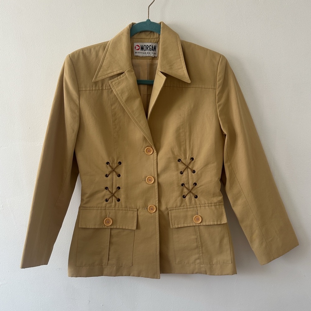 Vintage Y2K Morgan de Toi Tan Blazer Jacket with Cord Lacing